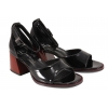 FILIPPO DS3723 SKÓRZANE SANDAŁY DAMSKIE NA OBCASIE LAKIERKI czarne