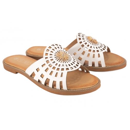 FILIPPO DK4621 AŻUROWE KLAPKI DAMSKIE PŁASKIE białe