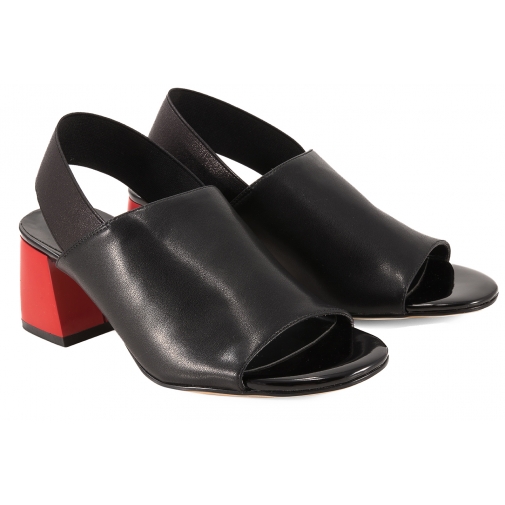 FILIPPO DS3729 SKÓRZANE SANDAŁY DAMSKIE NA OBCASIE czarne