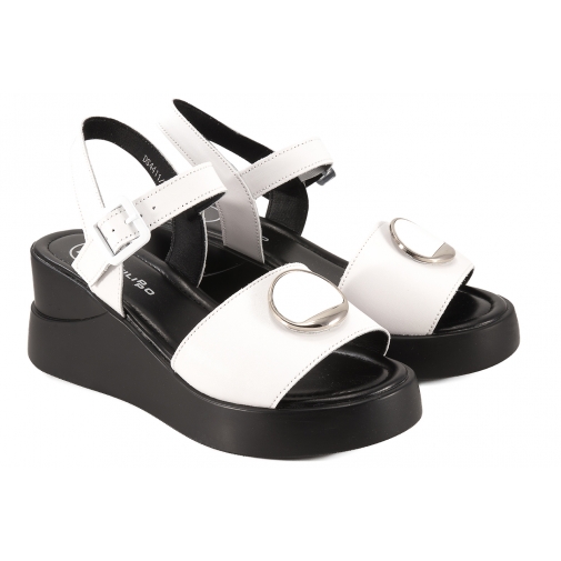 FILIPPO DS4411 SKÓRZANE SANDAŁY DAMSKIE KOTURN NA PLATFORMIE białe