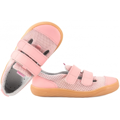 MAZUREK SLIPPER PINK BAREFOOT SKÓRZANO-TEKSTYLNE PÓŁBUTY KAPCIE