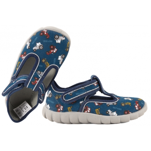 BEFADO 627P010 TEKSTYLNE DOMOWE CHŁOPIĘCE KAPCIE PAPCIE RZEP