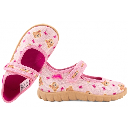 BEFADO 460P018 BALERINKI TEKSTYLNE DOMOWE DZIEWCZĘCE KAPCIE PAPCIE RZEP
