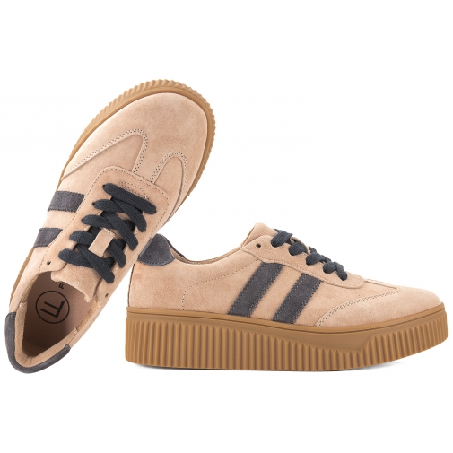 FILIPPO DP6776 PÓŁBUTY DAMSKIE SNEAKERSY NA PLATFORMIE SKÓRZANE beżowe