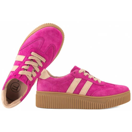 FILIPPO DP6776 PÓŁBUTY DAMSKIE SNEAKERSY NA PLATFORMIE SKÓRZANE fuksja