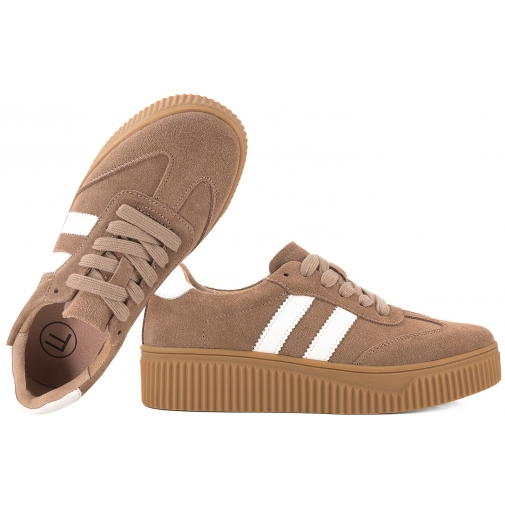 FILIPPO DP6776 PÓŁBUTY DAMSKIE SNEAKERSY NA PLATFORMIE SKÓRZANE beżowy