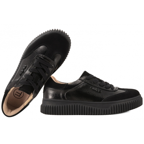 FILIPPO DP7123 PÓŁBUTY DAMSKIE SNEAKERSY NA PLATFORMIE SKÓRZANE czarne
