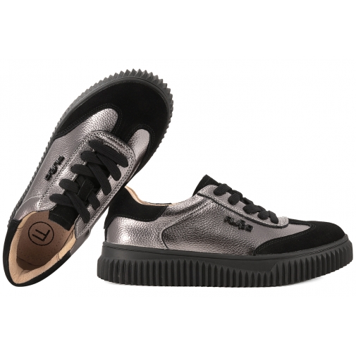 FILIPPO DP7123 PÓŁBUTY DAMSKIE SNEAKERSY NA PLATFORMIE SKÓRZANE czarne