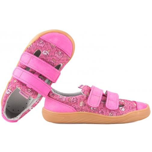 MAZUREK SLIPPER SWEET FUCHSIA BAREFOOT SKÓRZANO-TEKSTYLNE PÓŁBUTY KAPCIE