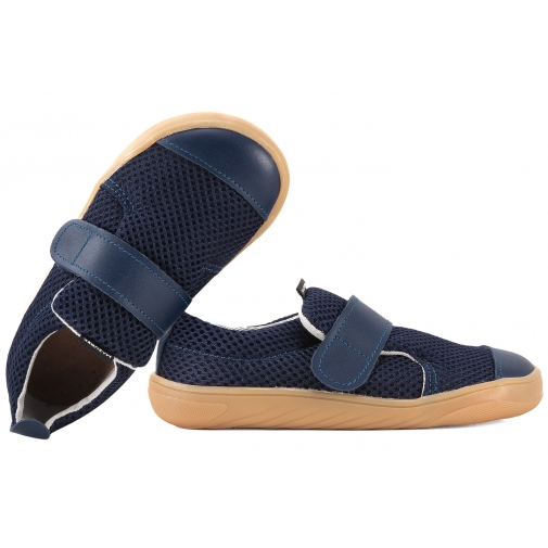 MAZUREK SLIPPER NAVY MIX BAREFOOT SKÓRZANO-TEKSTYLNE PÓŁBUTY DZIECIĘCE KAPCIE