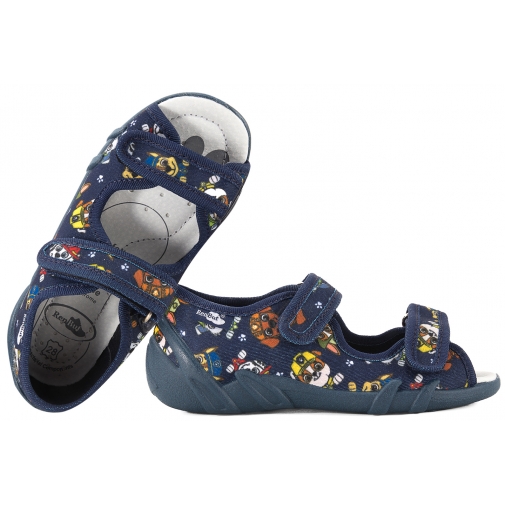 RENBUT 33-378 SANDAŁKI DOMOWE TEKSTYLNE CHŁOPIĘCE KAPCIE PAPCIE RZEPY