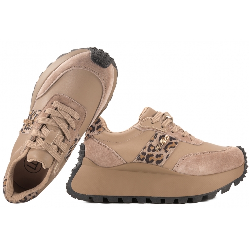 FILIPPO DP6785 PÓŁBUTY DAMSKIE SNEAKERSY NA PLATFORMIE SKÓRZANE beżowy