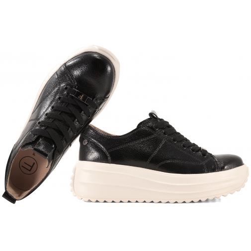 FILIPPO DP6795 PÓŁBUTY DAMSKIE SNEAKERSY NA PLATFORMIE SKÓRZANE czarne