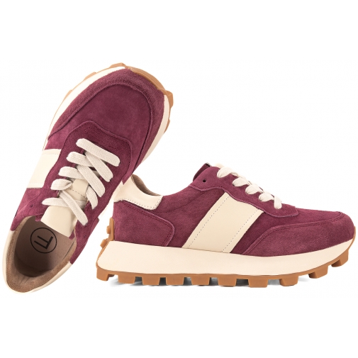 FILIPPO DP7112 PÓŁBUTY DAMSKIE SNEAKERSY NA PLATFORMIE SKÓRZANE bordowe