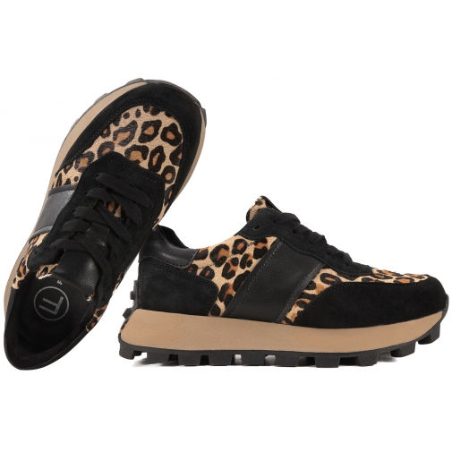 FILIPPO DP7112 PÓŁBUTY DAMSKIE SNEAKERSY NA PLATFORMIE SKÓRZANE czarne