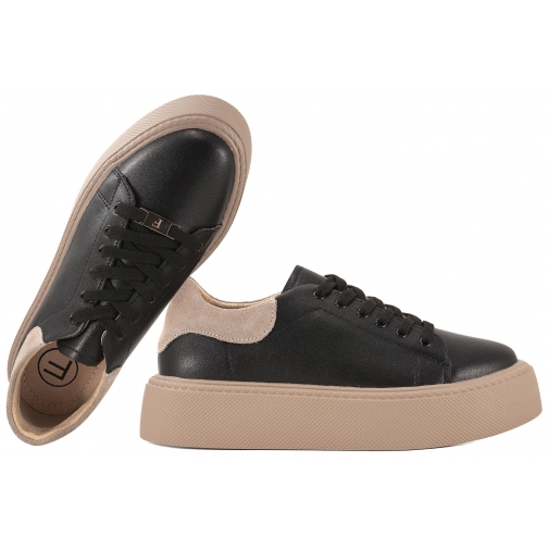 FILIPPO DP6119 PÓŁBUTY DAMSKIE SNEAKERSY NA PLATFORMIE SKÓRZANE czarne
