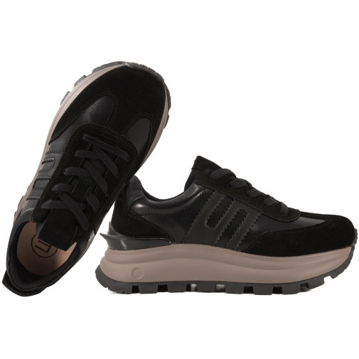 FILIPPO DP7408 PÓŁBUTY DAMSKIE SNEAKERSY NA PLATFORMIE SKÓRZANE czarne