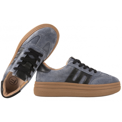 FILIPPO DP7114 PÓŁBUTY DAMSKIE SNEAKERSY NA PLATFORMIE SKÓRZANE blue