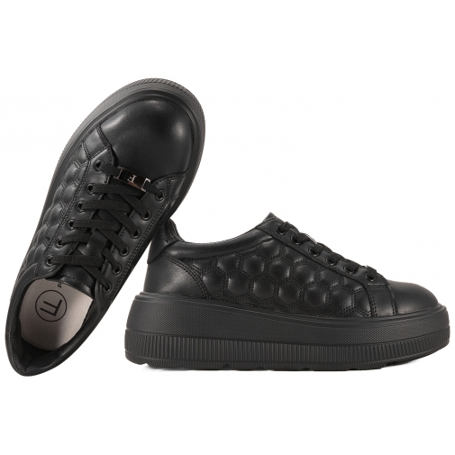 FILIPPO DP7285 PÓŁBUTY DAMSKIE SNEAKERSY NA PLATFORMIE SKÓRZANE czarne