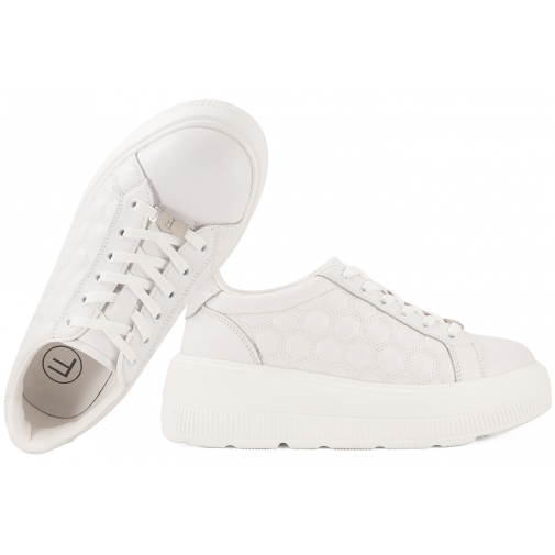FILIPPO DP7285 PÓŁBUTY DAMSKIE SNEAKERSY NA PLATFORMIE SKÓRZANE białe