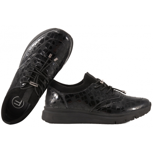 FILIPPO DP7117 PÓŁBUTY DAMSKIE SNEAKERSY SKÓRZANE LAKIEROWANE czarne