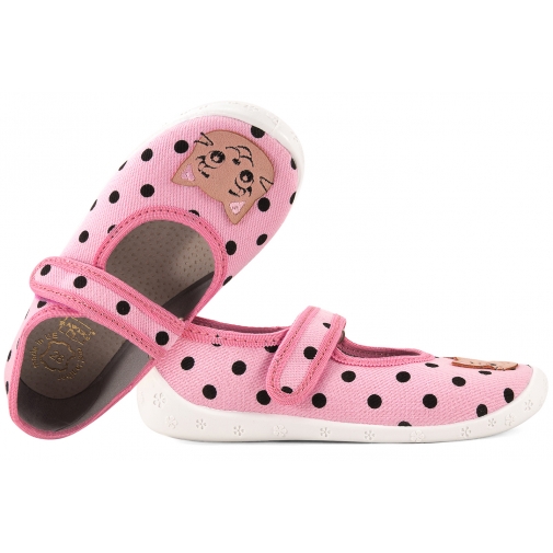 RAWEKS DOROTKA D48 BALERINKI TEKSTYLNE DZIEWCZĘCE DOMOWE KAPCIE skóra wkładka