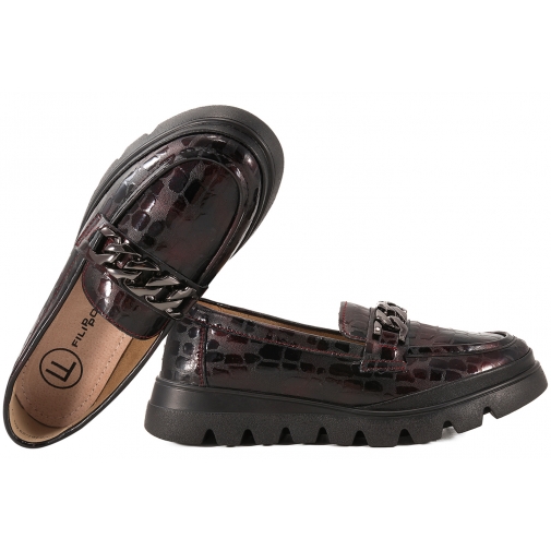 FILIPPO DP6467 PÓŁBUTY DAMSKIE MOKASYNY SKÓRZANE LAKIERKI bordowe