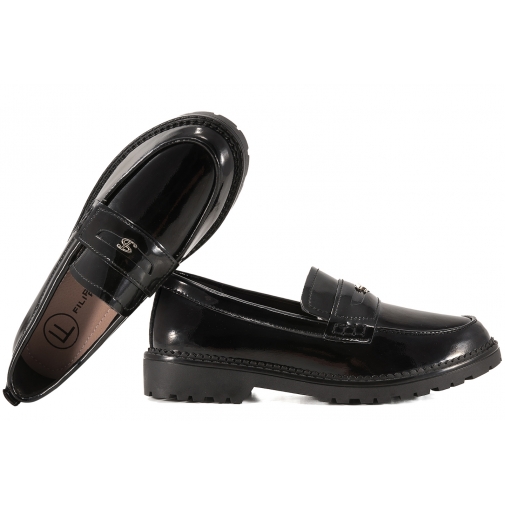 FILIPPO DP7409 PÓŁBUTY DAMSKIE MOKASYNY SKÓRZANE LAKIERKI czarne