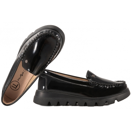 FILIPPO DP7413 PÓŁBUTY DAMSKIE MOKASYNY SKÓRZANE LAKIERKI czarne