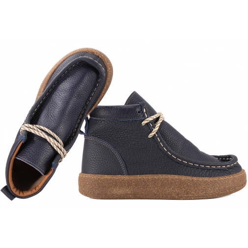 RAVINI 241520 TRZEWIKI SKÓRZANE DAMSKIE PÓŁBUTY BOTKI granatowe