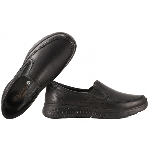 LaAzaria 260637 MOKASYNY DAMSKIE PÓŁBUTY SKÓRZANE czarne