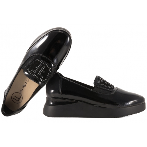 FILIPPO DP7396 PÓŁBUTY DAMSKIE MOKASYNY SKÓRZANE LAKIERKI czarne