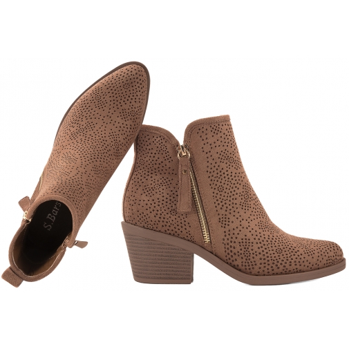 S.BARSKI HY52-538 OCIEPLANE BOTKI DAMSKIE KOWBOJKI ZAMSZOWE EKO  coffe