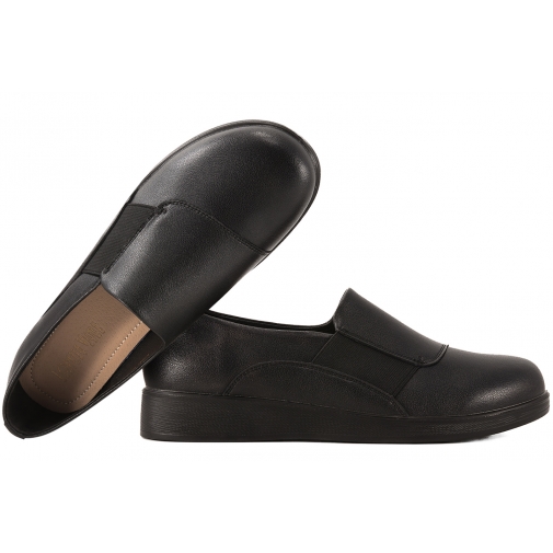 LORETTA VITALE W9945 PÓŁBUTY DAMSKIE MOKASYNY SKÓRZANE WSUWKI czarne