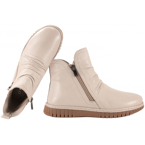 RAVINI 23663S KOZACZKI OCIEPLANE SKÓRZANE DAMSKIE BOTKI  j.szary