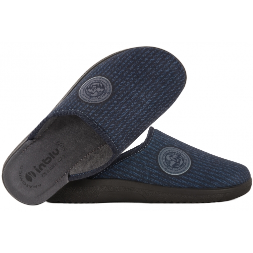 INBLU DG-16 TEKSTYLNE DOMOWE MĘSKIE KAPCIE PAPCIE KLAPKI PU granatowe