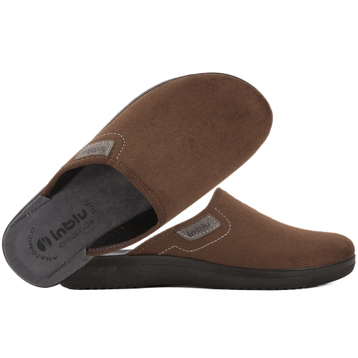 INBLU DG-82U TEKSTYLNE DOMOWE MĘSKIE KAPCIE PAPCIE KLAPKI PU brązowe