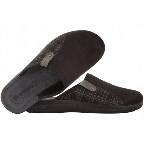 INBLU DG-17 TEKSTYLNE DOMOWE MĘSKIE KAPCIE PAPCIE KLAPKI PU czarne