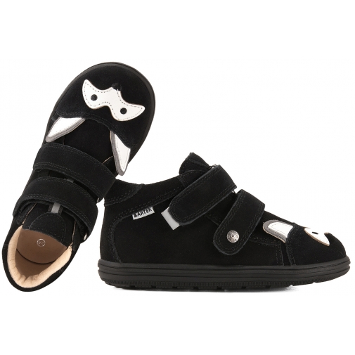 BARTEK 8632061 BAREFOOT TRZEWIKI DZIECIĘCE PÓŁBUTY SKÓRA RZEPY czarne