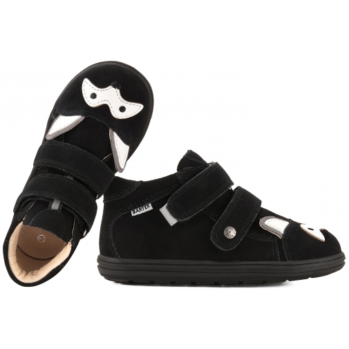 BARTEK 8632061 BAREFOOT TRZEWIKI DZIECIĘCE PÓŁBUTY SKÓRA RZEPY czarne