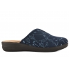 INBLU CF-49 TEKSTYLNE DOMOWE DAMSKIE KAPCIE PAPCIE KLAPKI KOTURN PU granatowe