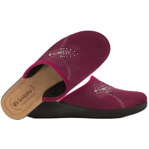 INBLU CF-48 TEKSTYLNE DOMOWE DAMSKIE KAPCIE PAPCIE KLAPKI KOTURN PU śliwkowe