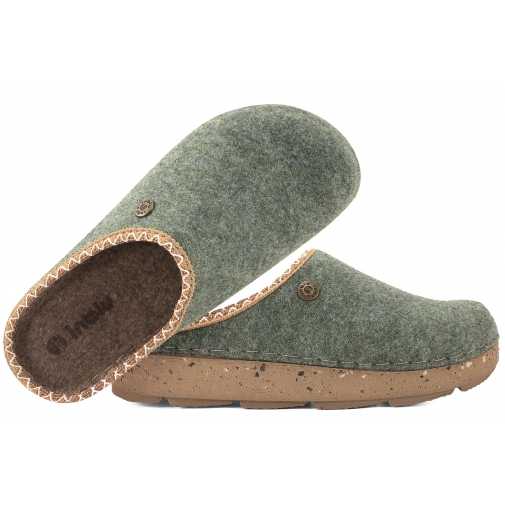 INBLU ED-31 DOMOWE DAMSKIE KAPCIE PAPCIE KLAPKI PU FILC zielone