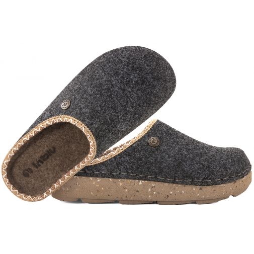 INBLU ED-31 DOMOWE DAMSKIE KAPCIE PAPCIE KLAPKI PU FILC grafitowe