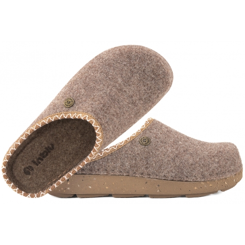 INBLU ED-31 DOMOWE DAMSKIE KAPCIE PAPCIE KLAPKI PU FILC beżowe