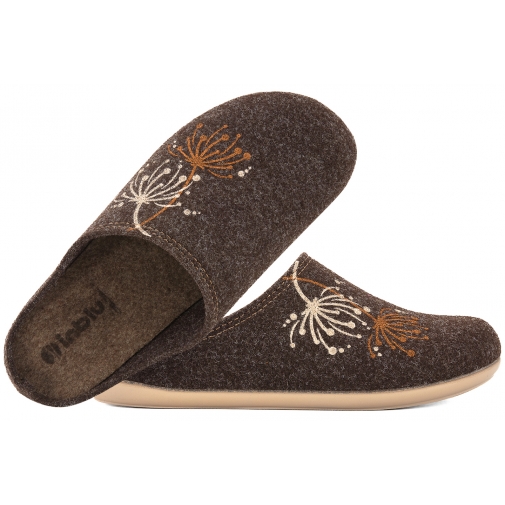 INBLU GF-30 DOMOWE DAMSKIE KAPCIE PAPCIE KLAPKI PU FILC brązowe