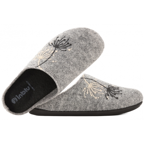 INBLU GF-30 DOMOWE DAMSKIE KAPCIE PAPCIE KLAPKI PU FILC szare