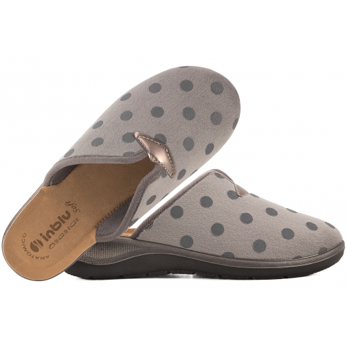 INBLU OD-14 TEKSTYLNE DOMOWE DAMSKIE KAPCIE PAPCIE KLAPKI KOTURN PU antracyt