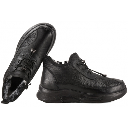 POTOCKI 25-16355 TRZEWIKI OCIEPLANE DAMSKIE BOTKI ZIMOWE TRAPERKI czarne