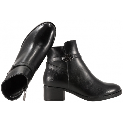 POTOCKI 25-12738BK BOTKI ZIMOWE DAMSKIE KOZACZKI OCIEPLANE NA OBCASKIE EKO czarne